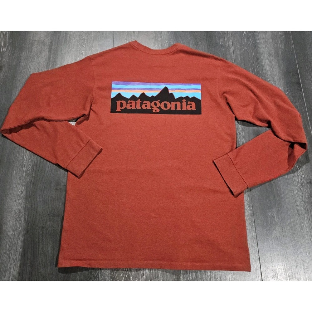 Patagonia Responsibili-tee Men S Maroon Long Sleeve Casual Big Graphic P6 Nature